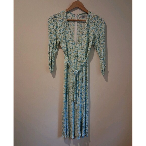 Faithfull the Brand Maud Midi Dress in Tilde Floral Print US Size 4 Preppy Work - Picture 4 of 11